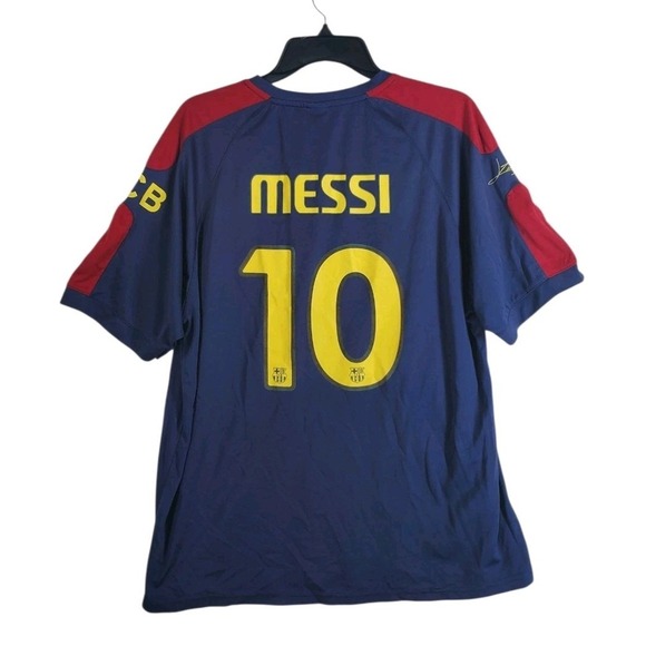 FCB Soccer Jersey Shirt #10 Messi Mens XL Fits L Blue Maroon SS - Picture 1 of 11